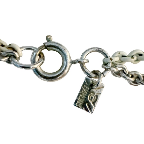 Emmons White & Silver Tasseled Sno-Ball Choker Necklace - Picture 14 of 14